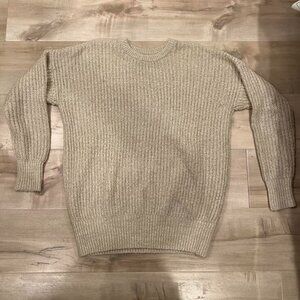 ABERCROMBIE & FITCH Beige vintage knit sweater with gold threads